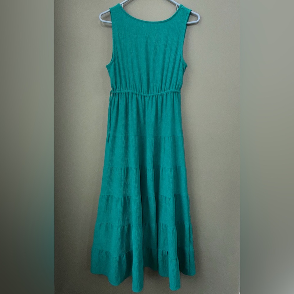 Max Studio Tiered Peasant Maxi Dress sz Small Teal / Green Like New - Picture 5 of 7